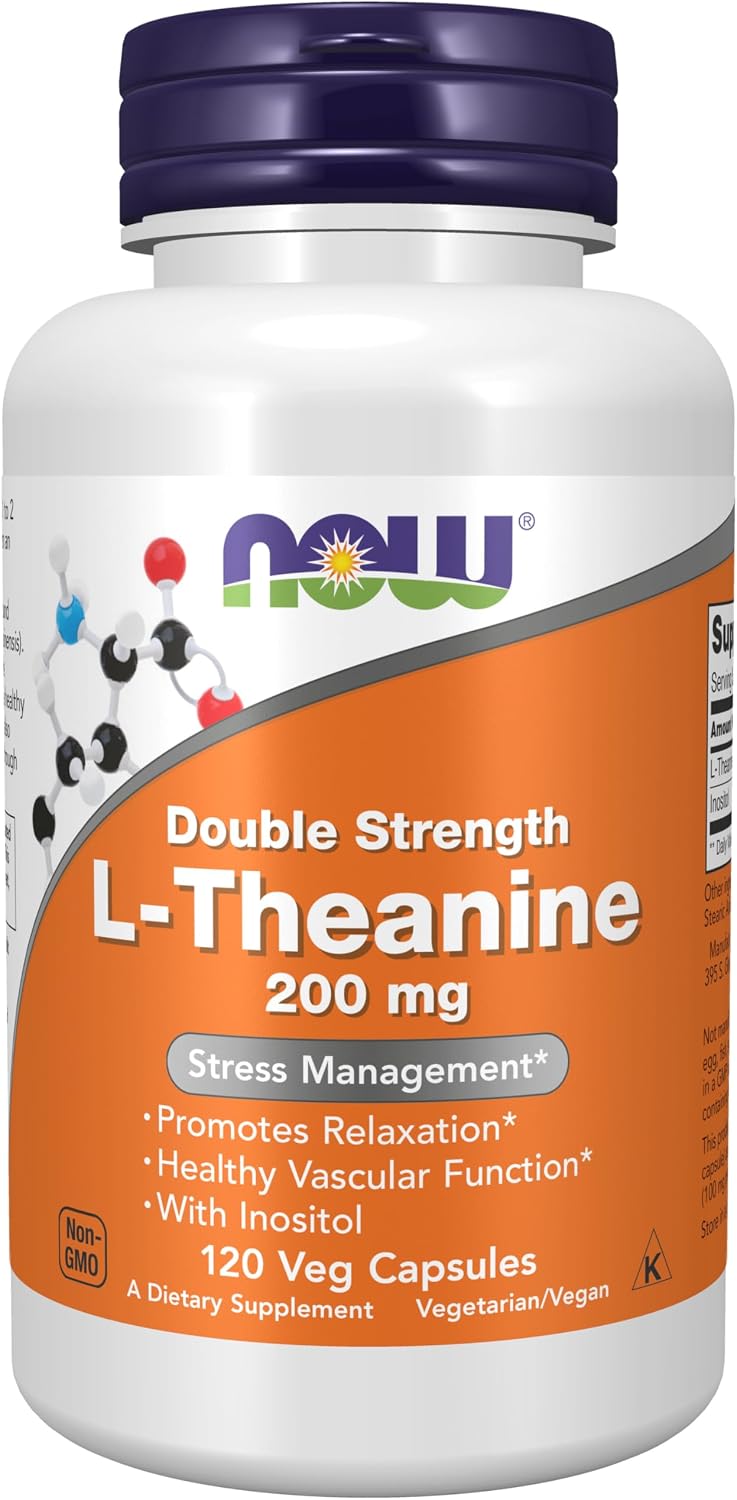NOW Foods L-Theanine 200 mg con Inositol, 120 Cápsulas Vegetales