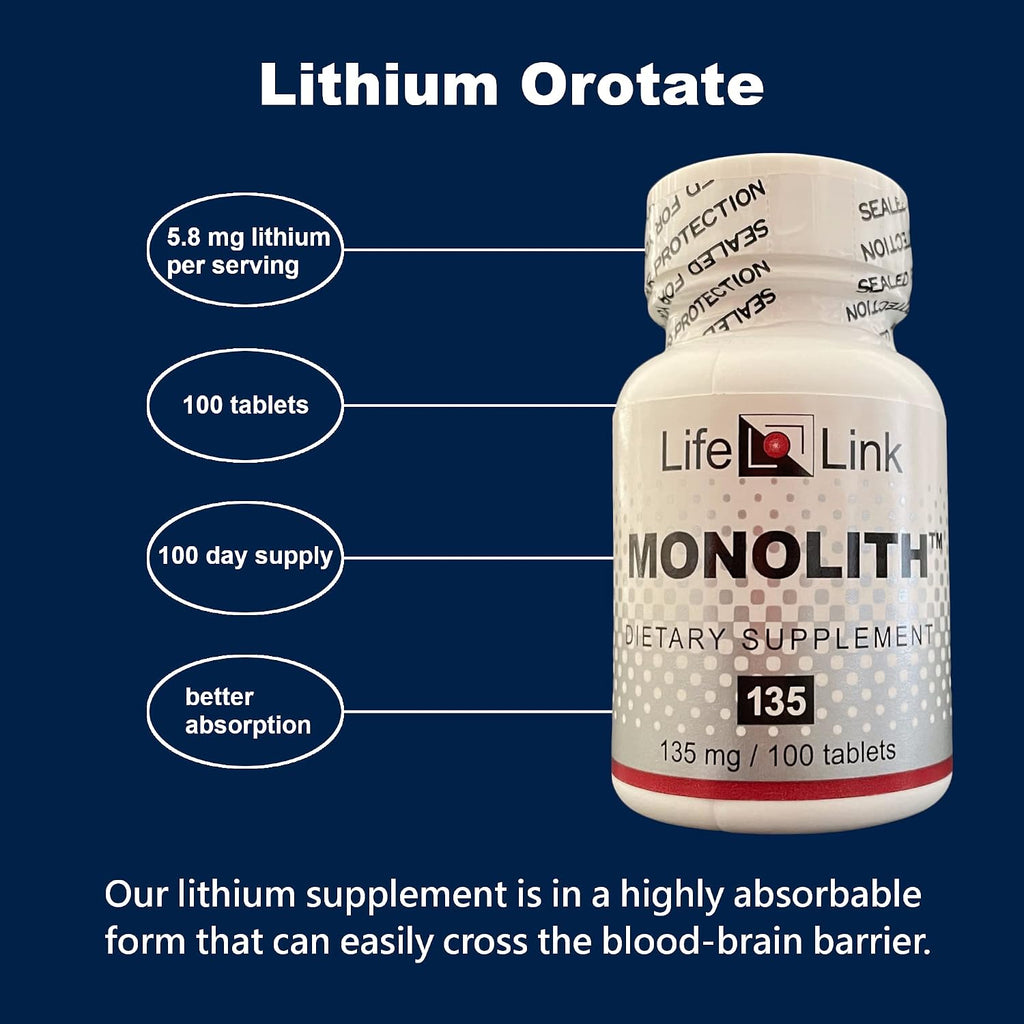 Monolito de LifeLink (Orotato de litio) | 135 mg x 100 comprimidos