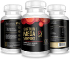 Actif Sirtuin Mega Support con 5 Factores Avanzados – Apoyo Antienvejecimiento, 100% Natural, No Transgénico, 60 Cápsulas