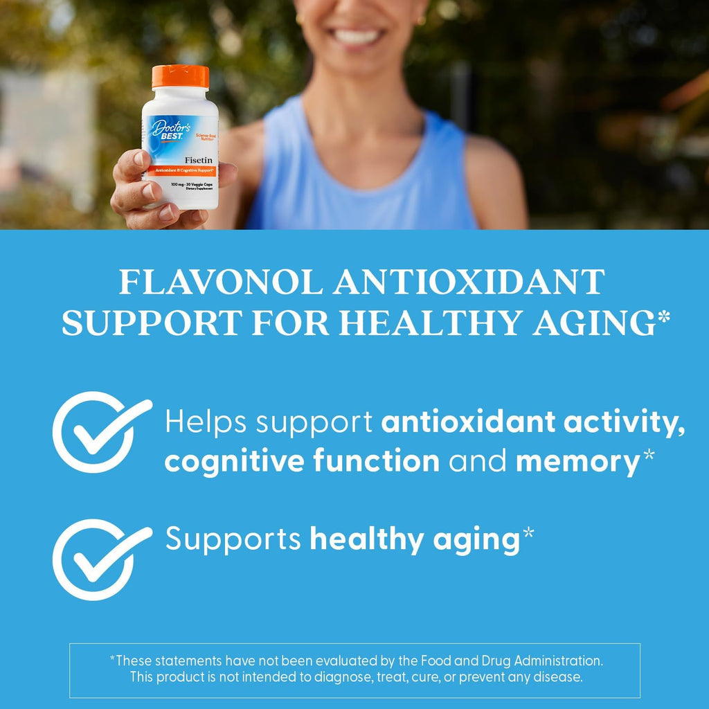 Doctor's Best Fisetin 100 mg – 30 Cápsulas Veganas – Salud Cerebral y Apoyo Antioxidante
