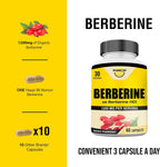 Happi Mi Nutrition Berberina 1200 mg por dosis como Berberine HCL, 60 Cápsulas Vegetales