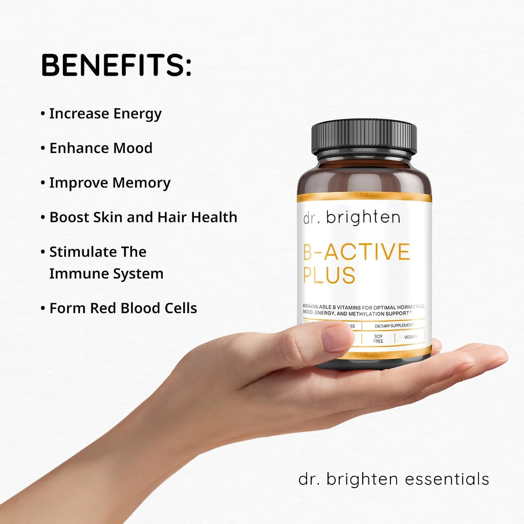 Dr. Brighten B-Active Plus - Complejo de Vitaminas B Coenzimadas, 60 Cápsulas