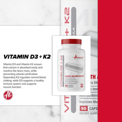Metabolic Nutrition Vitamina D3 + K2, 7000 UI, 90 Cápsulas Vegetales – Image 4