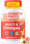 SmartyPants Kids Multivitamin Gummies con Omega 3 DHA/EPA, Vitaminas D3, C, B12, B6, A, K y Zinc, Sin Gluten, 60 Gomitas (30 Días)