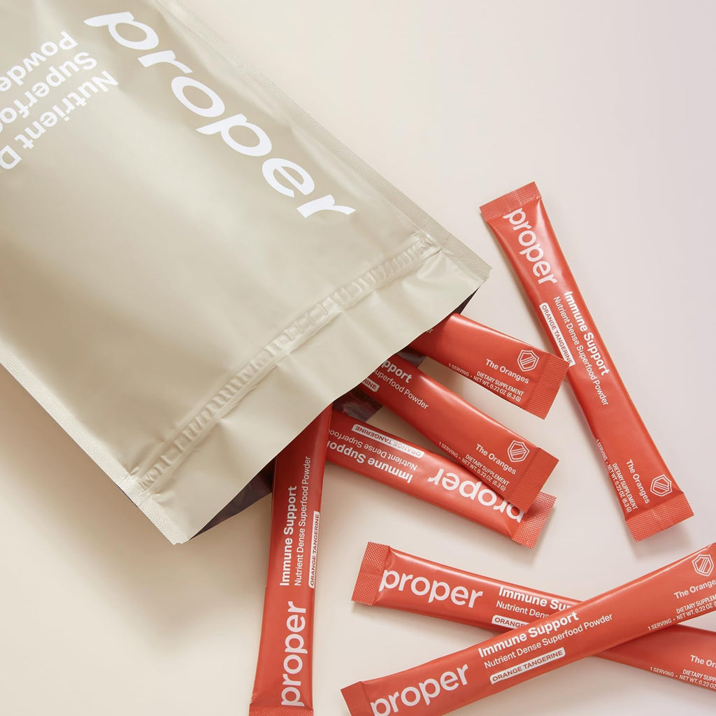 Proper, The Oranges Immune Support Supplement - Mezcla de bebida sabor naranja mandarina con saúco, vitamina C, zinc y probióticos