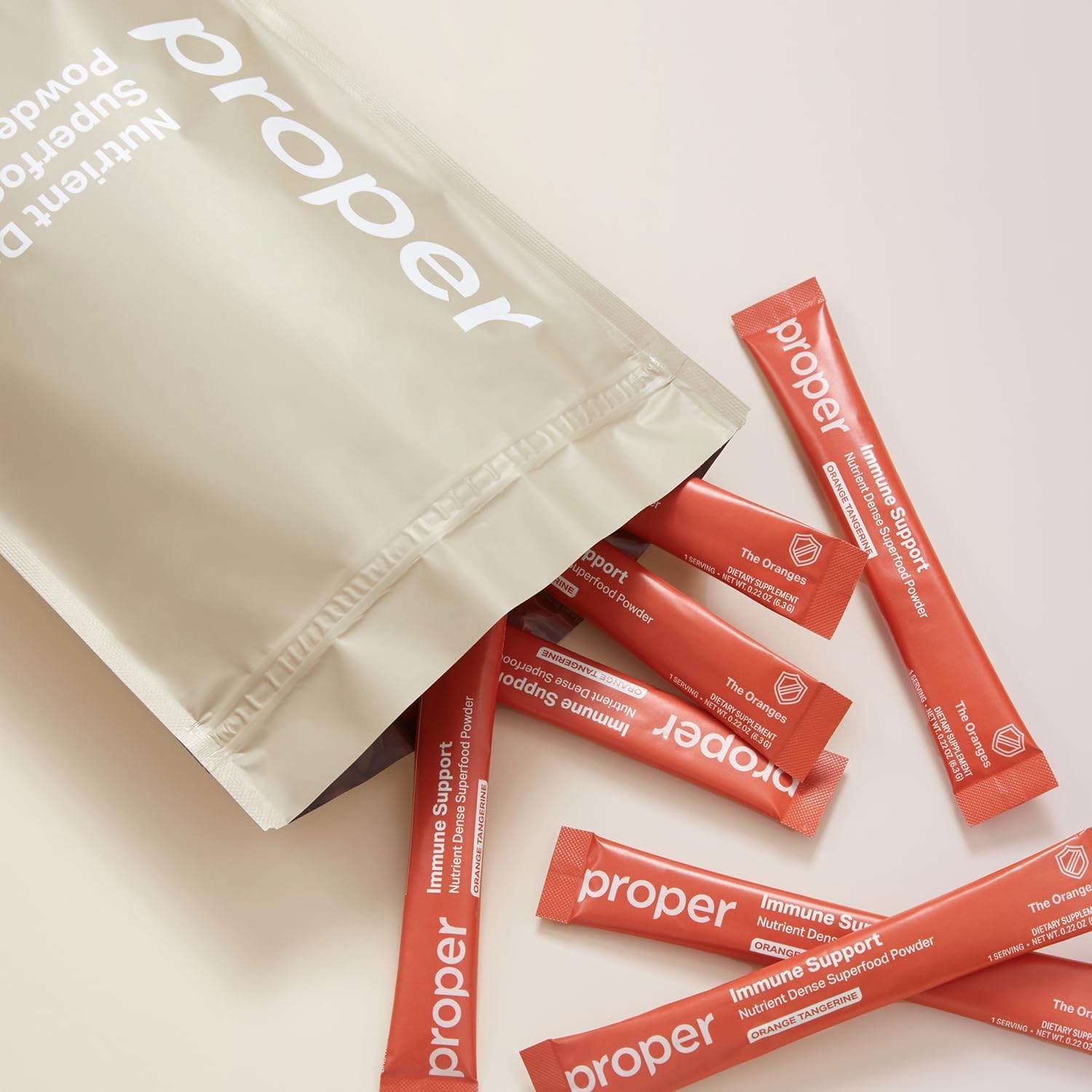 Proper, The Oranges Immune Support Supplement - Mezcla de bebida sabor naranja mandarina con saúco, vitamina C, zinc y probióticos