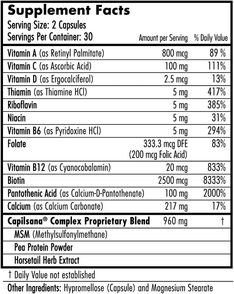 Hairfinity Vitaminas para el Cabello - Biotina, Aminoácidos y Complejo Capilsana - 120 Cápsulas Veganas
