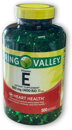 Vitamina E 400 UI (180 mg) Cápsulas Blandas, 500 Unidades