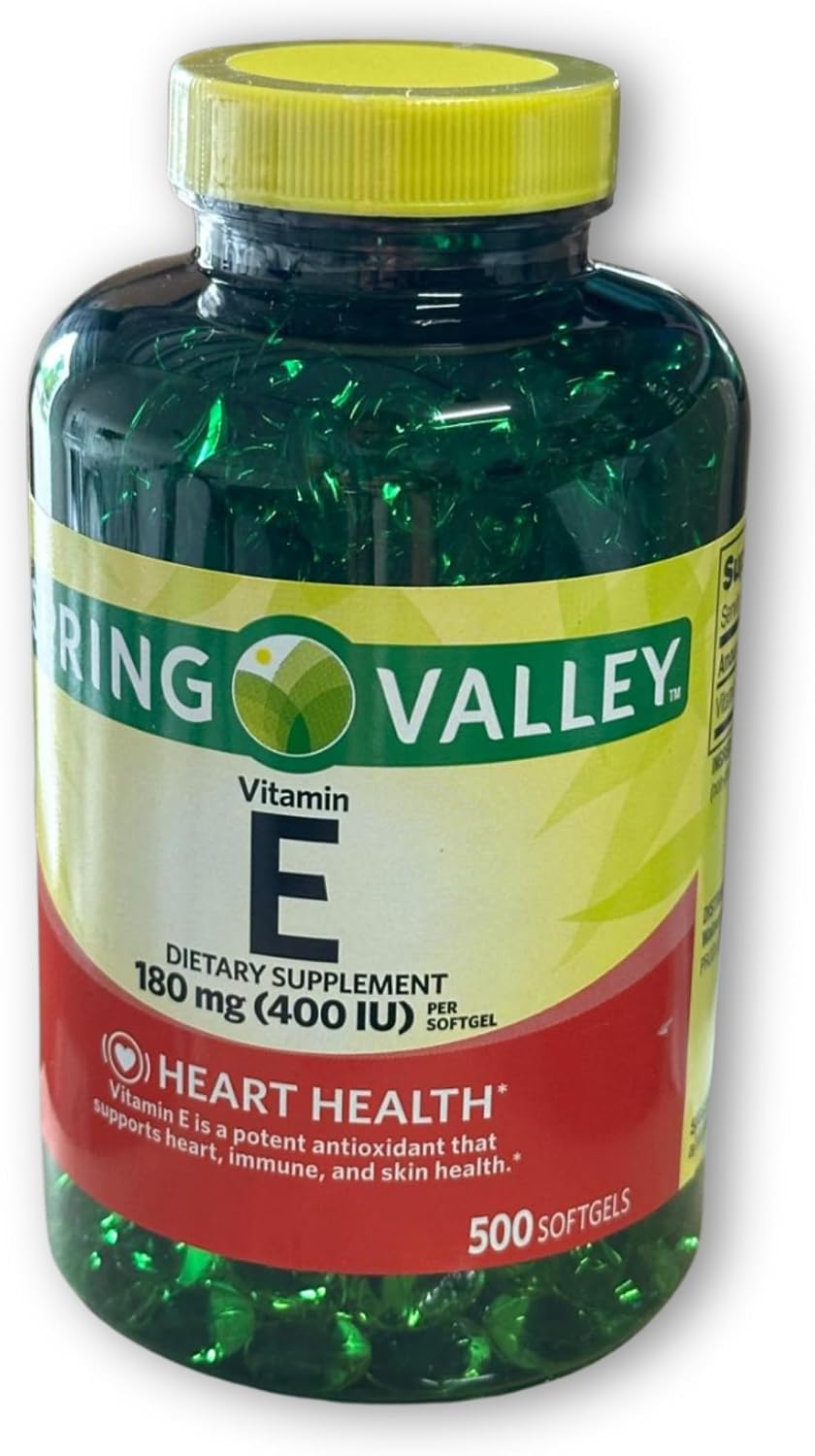 Vitamina E 400 UI (180 mg) Cápsulas Blandas, 500 Unidades