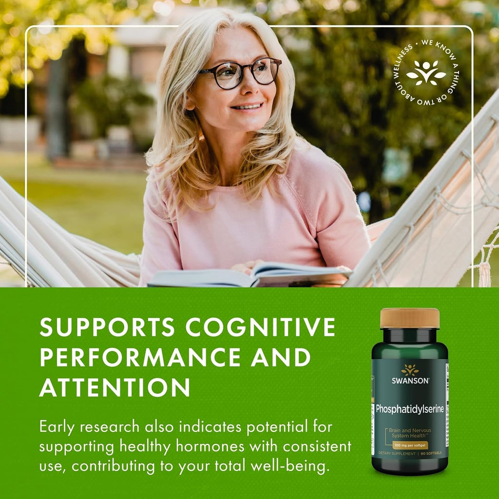 Swanson Fosfatidilserina 100 mg, 90 cápsulas blandas (Pack de 2)