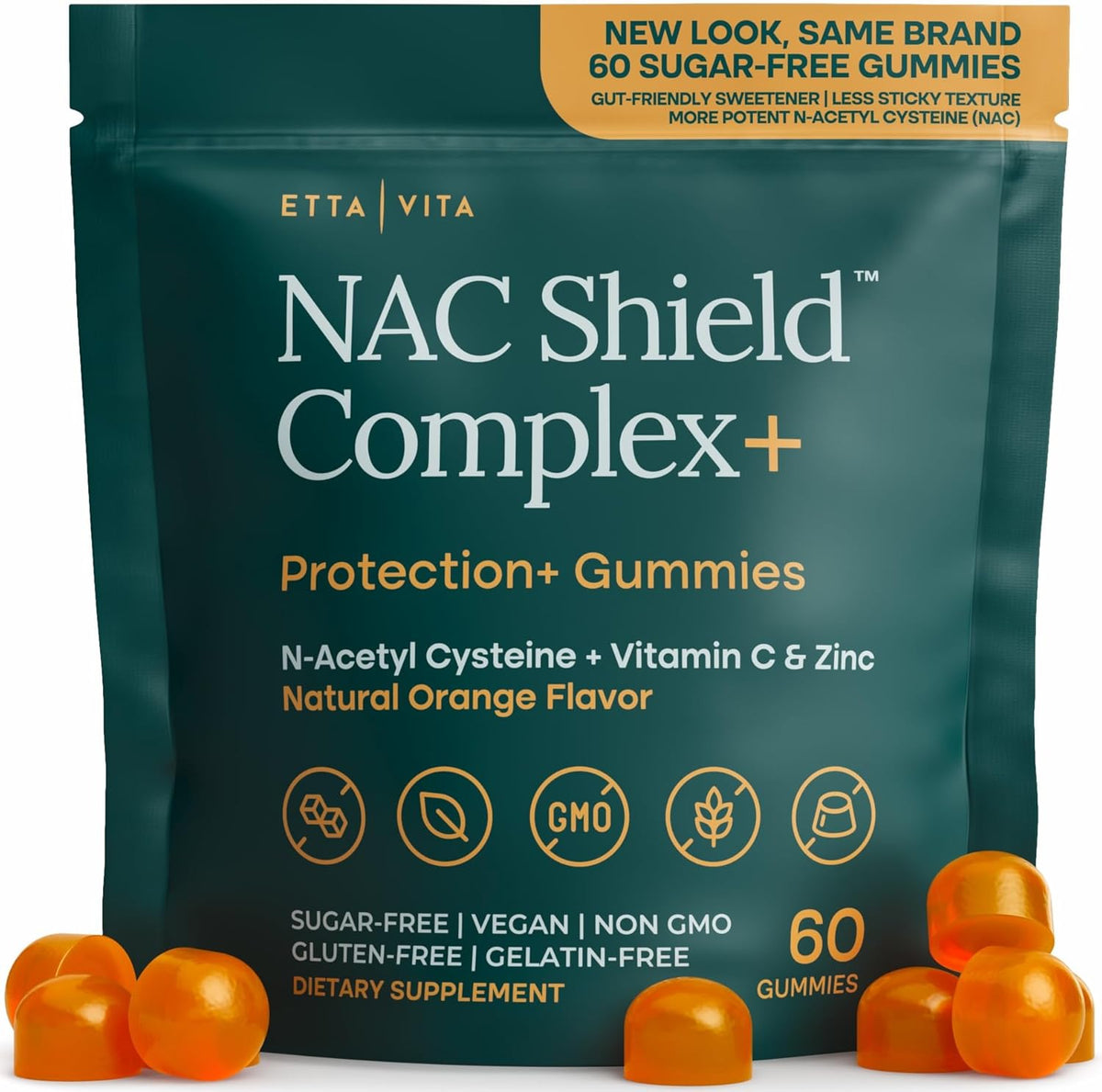 Gominolas de NAC sin Azúcar (Complejo Inmune) con Vitamina C y Zinc - Etta Vita – Image 1