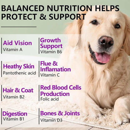 15-in-1 Multivitamínico para Perros con Glucosamina y Probióticos - Masticables Naturales Sabor Pato, 150 Piezas