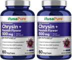 NusaPure Chrysin, 500mg, 60 Cápsulas Vegetales (No-GMO, Vegano)