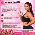 Maca 3 Cápsulas – Mezcla de Raíz de Maca Negra, Roja y Amarilla – Equilibrio Femenino y Apoyo Corporal Natural – Fórmula Herbal