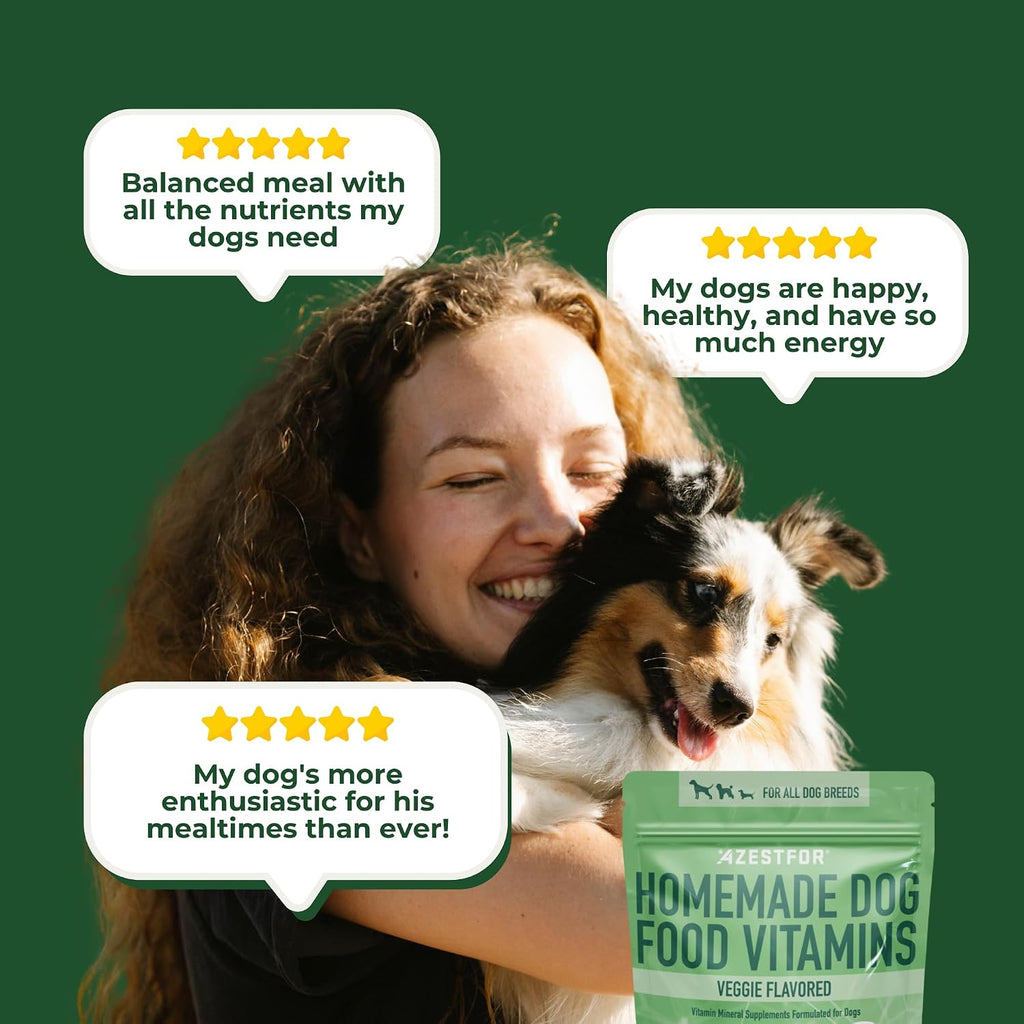 Polvo Pre-Mezcla de Vitaminas para Comida Casera de Perros – 24 Nutrientes Esenciales – Suplemento para Raw, BARF y Sin Granos – Todas las Razas y Edades – 16 oz Sabor Vegetal