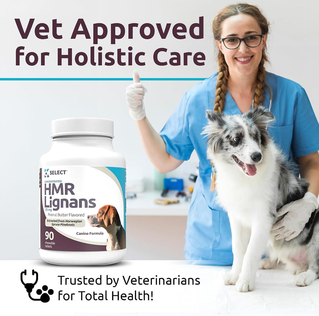 K9 Select HMR Lignans para Perros - 90 Comprimidos, 20mg - Extracto de Abeto Noruego - Sabor Mantequilla de Maní