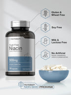 Horbaach Niacina 500mg Sin Enrojecimiento | 70 Cápsulas | Vitamina B3 Inositol Hexanicotinato | Sin OMG y Sin Gluten