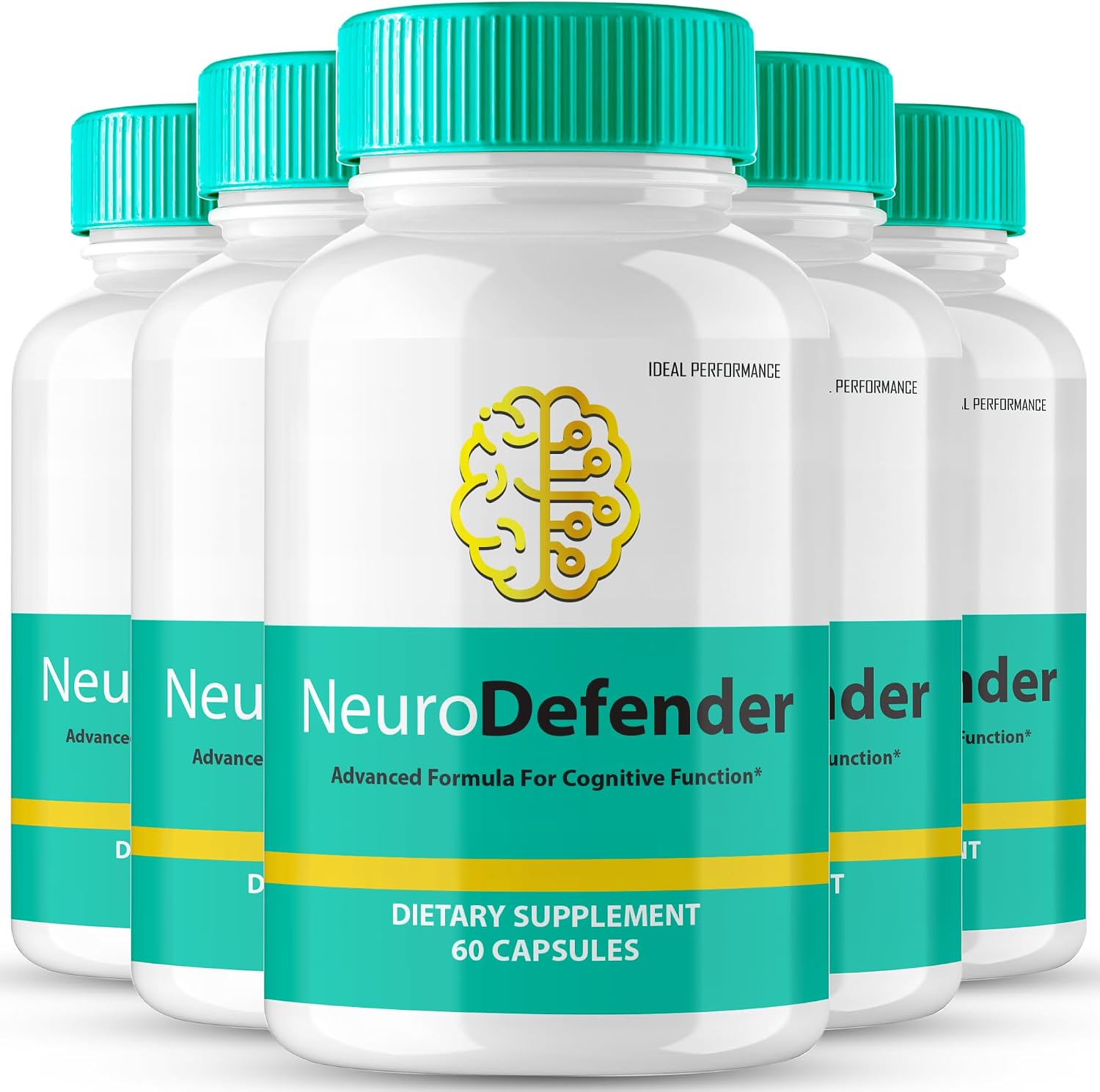 Neuro Defender - Complemento para el Cerebro, Memoria y Concentración, Fórmula Avanzada, 5 Envases