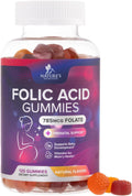 Nature's Nutrition Gominolas de Ácido Fólico - 785 mcg de Folato - Vitaminas Prenatales - 120 Gominolas de Naranja, Cereza y Uva