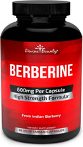 Divine Bounty Complejo de Berberina Puro - 600mg por Cápsula de Berberina HCl - 60 Cápsulas Vegetarianas