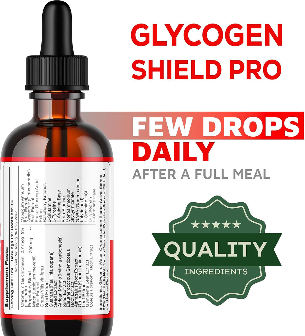 (5 Pack) Glycogen Shield Pro - Gotas de Glycogen Shield Pro, Gotas de GlycogenShield Pro, Soporte GlycogenShield Pro, Soporte Glycogen Shield Pro, Suplemento Glycogen Shield Pro, 5 Botellas para 150 Días