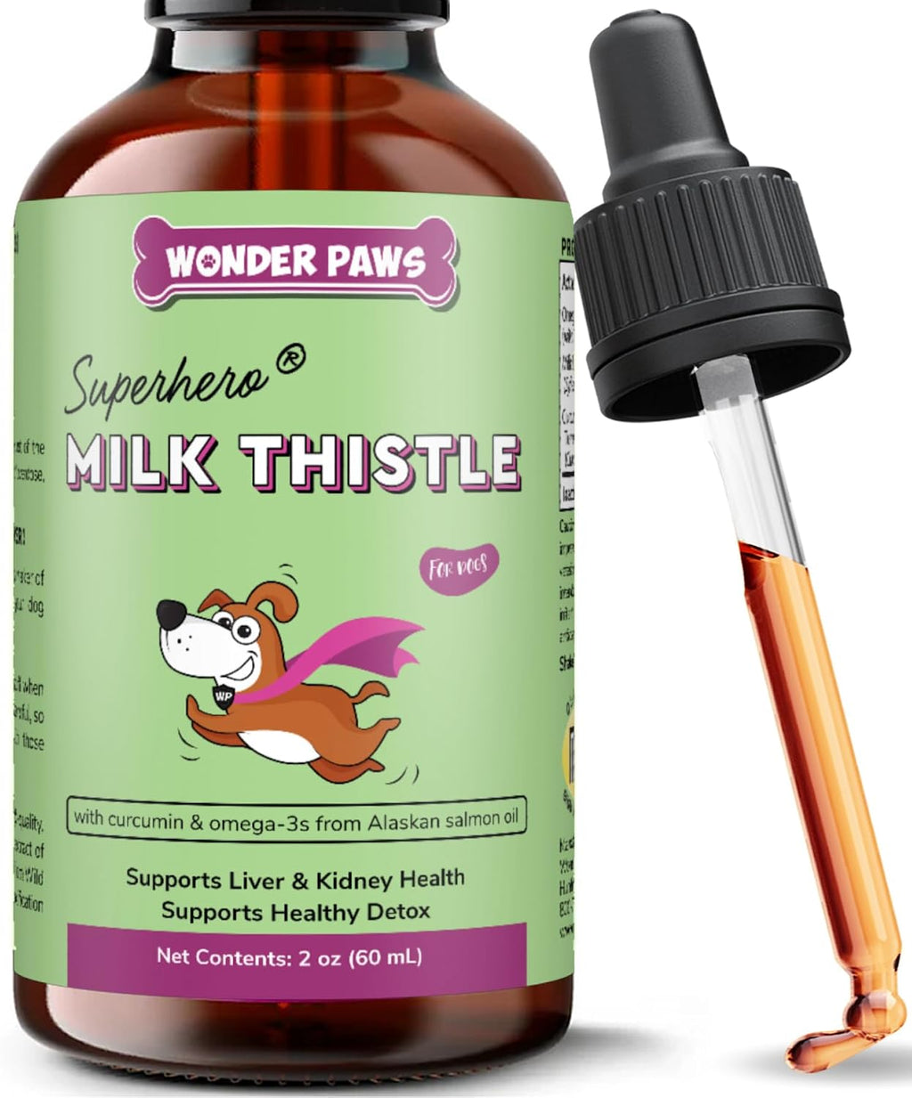 Wonder Paws Cardo Mariano para Perros - Apoyo Hepático y Renal, 59 ml