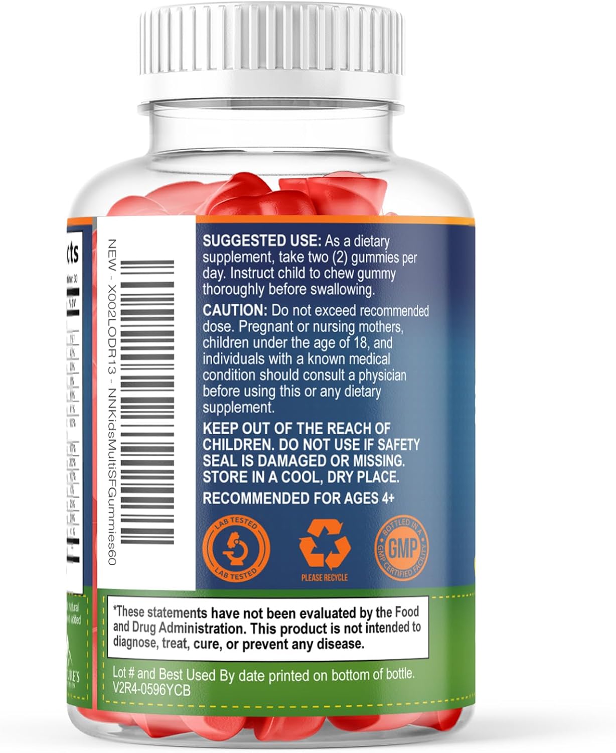 Gominolas Multivitamínicas para Niños - Sin Azúcar - Sabor Naranja - 60 Gominolas