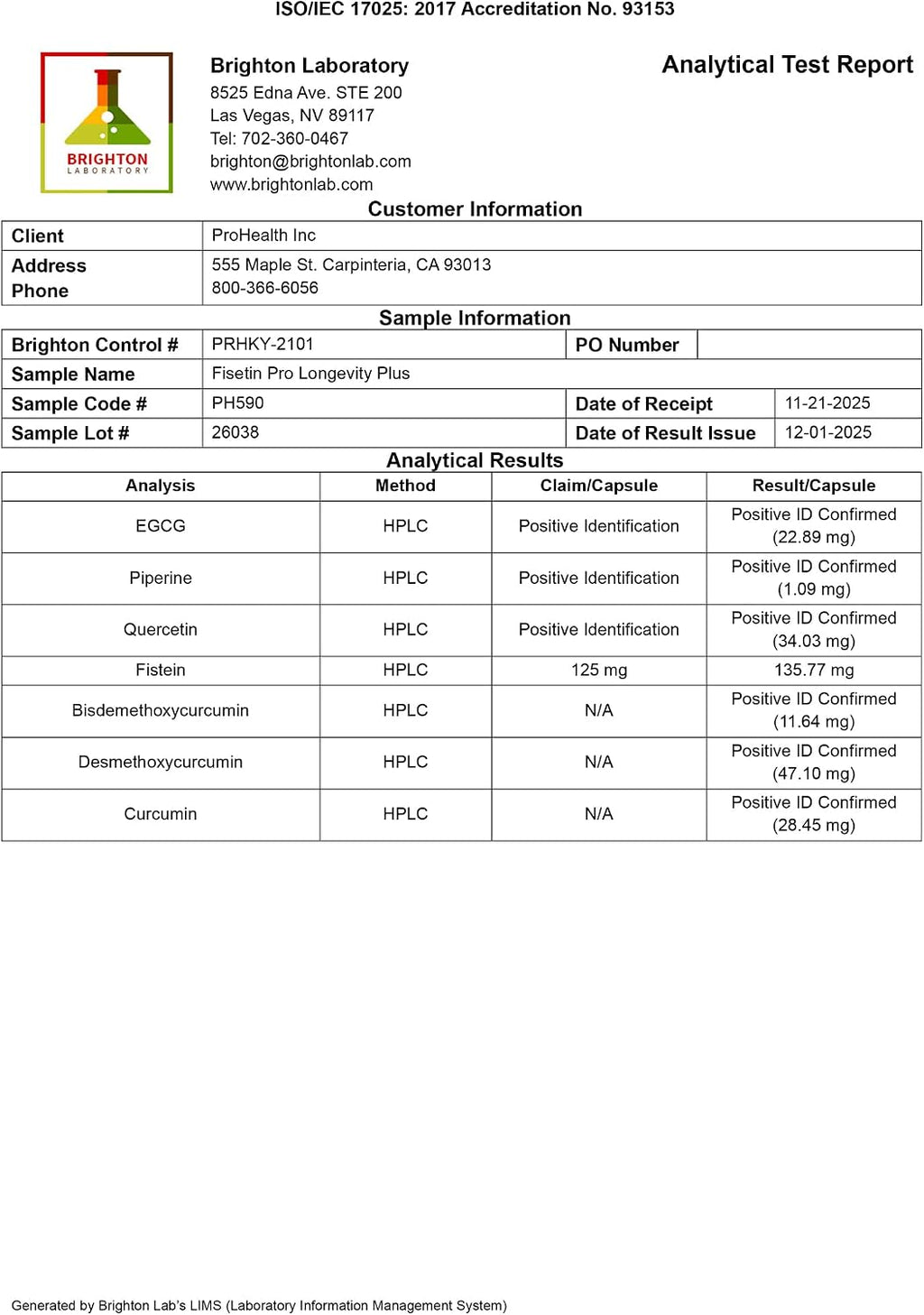 ProHealth Fisetin 125mg - 60 Cápsulas - Suplemento Antioxidante y Senolítico con Polifenoles y MCT