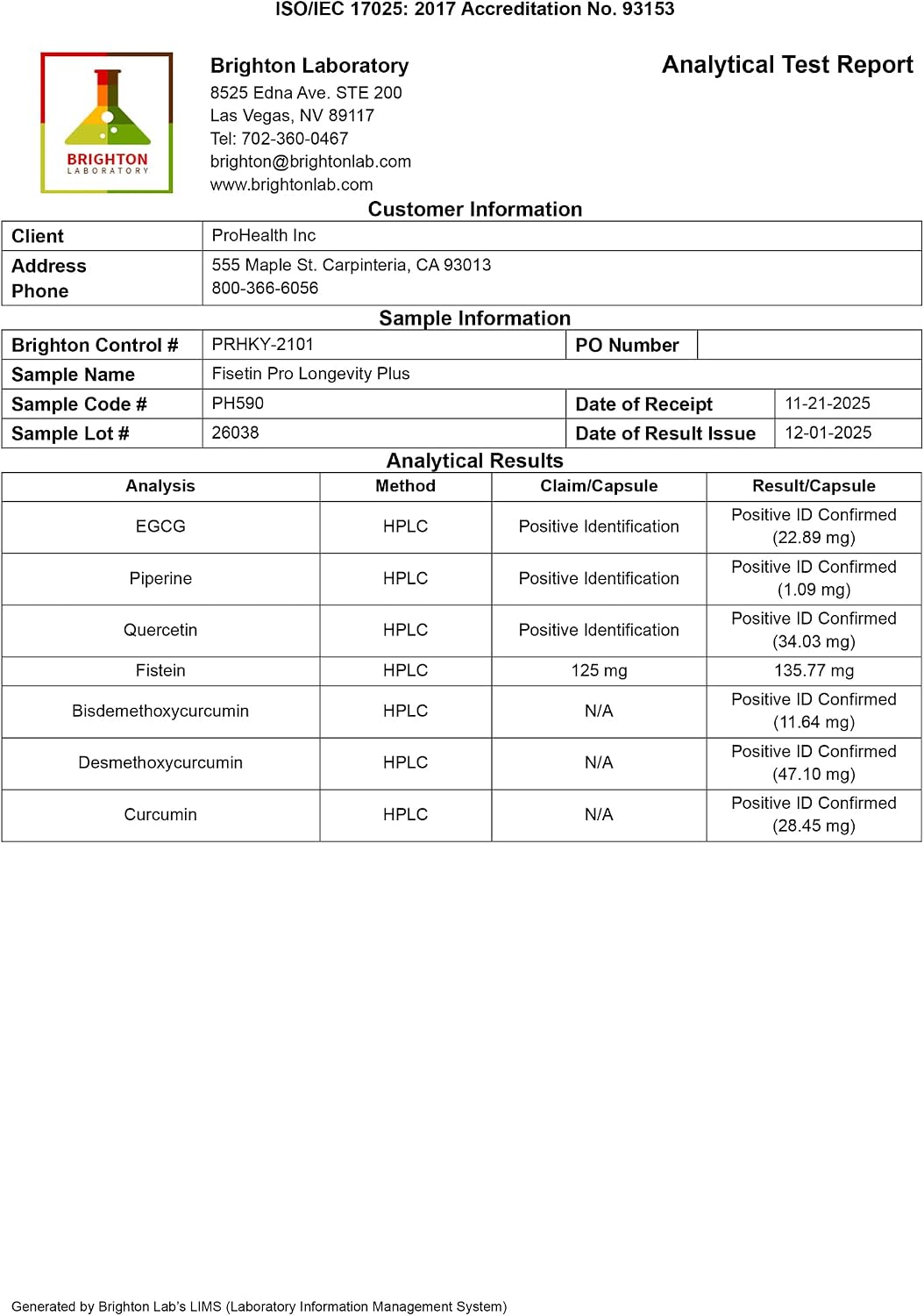 ProHealth Fisetin 125mg - 60 Cápsulas - Suplemento Antioxidante y Senolítico con Polifenoles y MCT