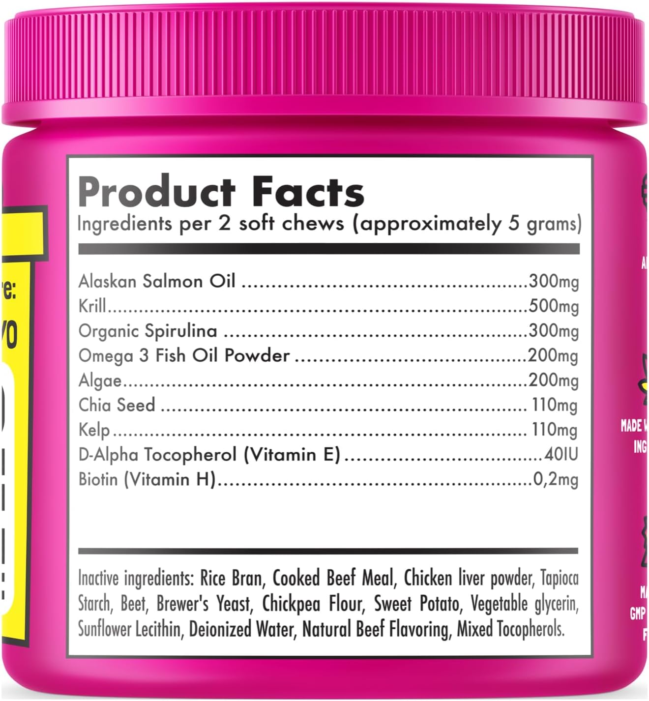 LEGITPET Golosinas Omega 3 de Aceite de Salmón de Alaska para Perros – 120 Masticables con EPA y DHA