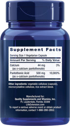 Life Extension Ácido Pantoténico, 500 mg, Vitamina B5, con Calcio, 100 Cápsulas