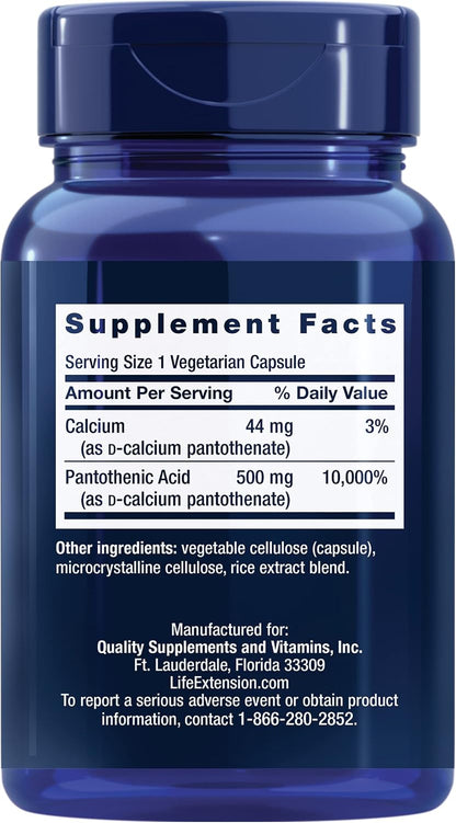 Life Extension Ácido Pantoténico, 500 mg, – La reducción del cansancio y la fatiga. – Image 2