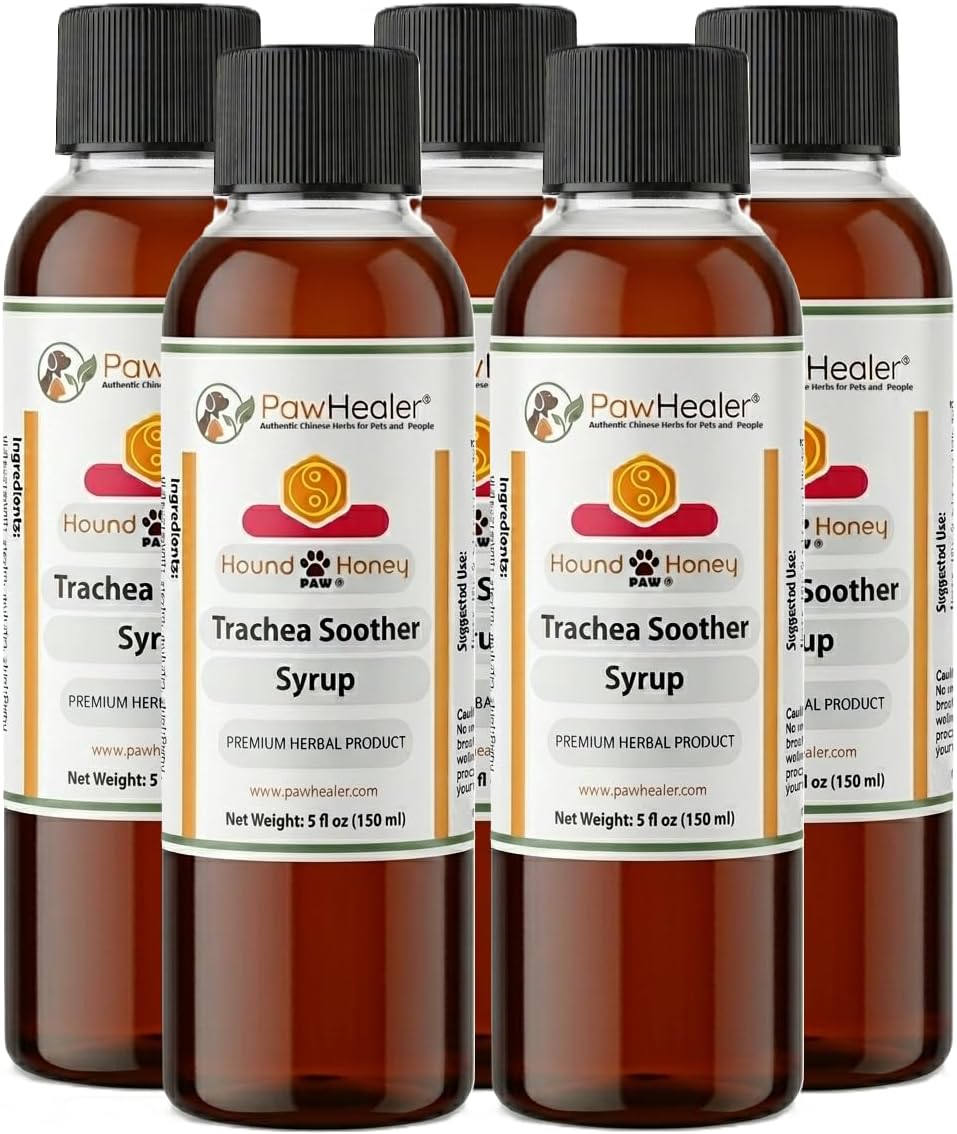Trachea Soother Syrup 5-PACK Horehound Honey - Natural Herbal Remedy for Collapsed Trachea Symptoms (5 x 148 ml)
