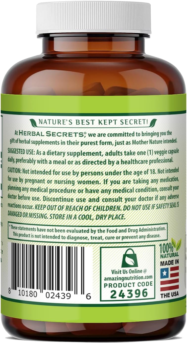 Herbal Secrets Extracto de Semilla de Uva 400 mg - 120 Cápsulas Vegetales - No-GMO - Sin Gluten