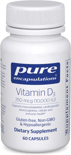 Pure Encapsulations Vitamina D3 10.000 UI (250 mcg) – 120 Cápsulas