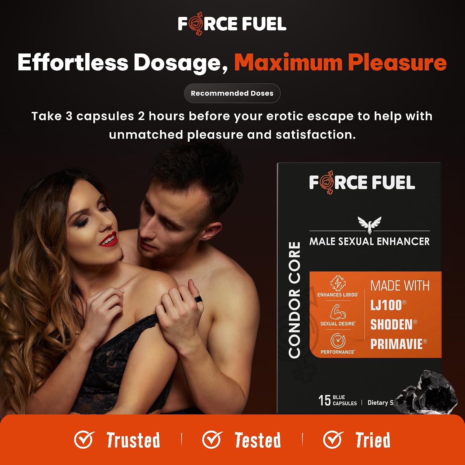 FORCE FUEL Condor Core – Cápsulas para Hombres con Tongkat Ali, Ashwagandha y Shilajit