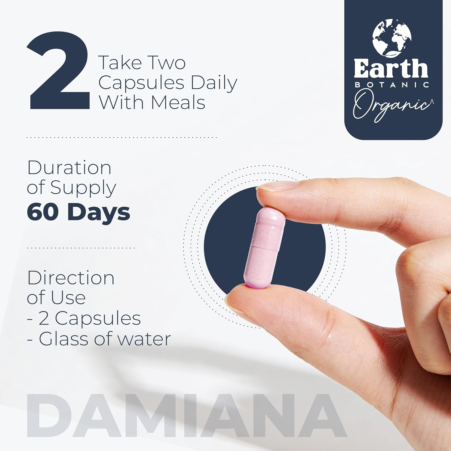 Cápsulas de Damiana 1000 mg | Extracto de Hoja de Damiana 20:1 Concentrado | Suplemento Herbal | Base Vegetal | No Transgénico | 120 Cápsulas Vegetales