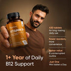 WeightWorld Vitamina B12 1000 mcg - 450 Comprimidos - Metilcobalamina Activa - Vegano, No-GMO - 1+ Año de Suministro