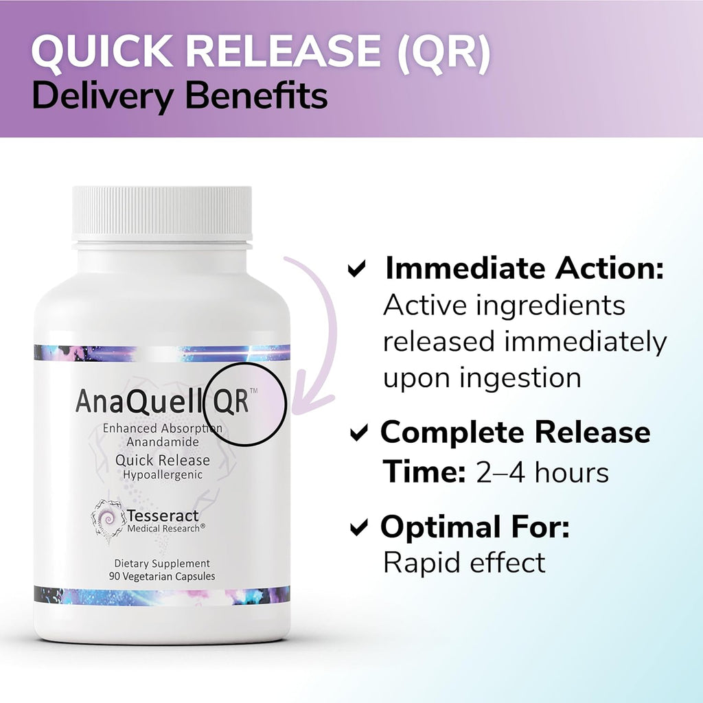 Tesseract Medical Research AnaQuell QR, Alivio del Estrés y Apoyo al Estado de Ánimo, L-Citrulina y Anandamida, 90 Cápsulas
