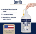 Aceite de Salmón Salvaje de Alaska y Abadejo para Perros - 64 oz (1.89 L) - Omega 3, EPA y DHA - Suplemento para Piel y Pelaje