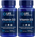 Life Extension Vitamina D3 5000 IU (125 mcg), 120 Cápsulas Blandas (Pack de 2)