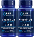 Life Extension Vitamina D3 5000 IU (125 mcg), 120 Cápsulas Blandas (Pack de 2)