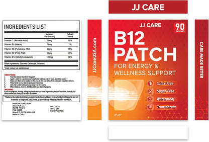 JJ CARE Parche de Vitamina B12 (90 Parches) – Personas mayores: Con la edad, la absorción de B12 puede disminuir, – Image 8