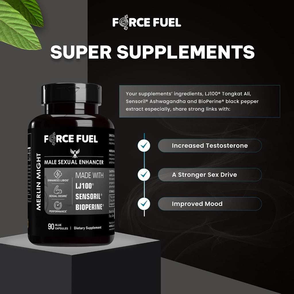Merlin Might – Suplemento Masculino con Tongkat Ali, Ashwagandha y Bioperina