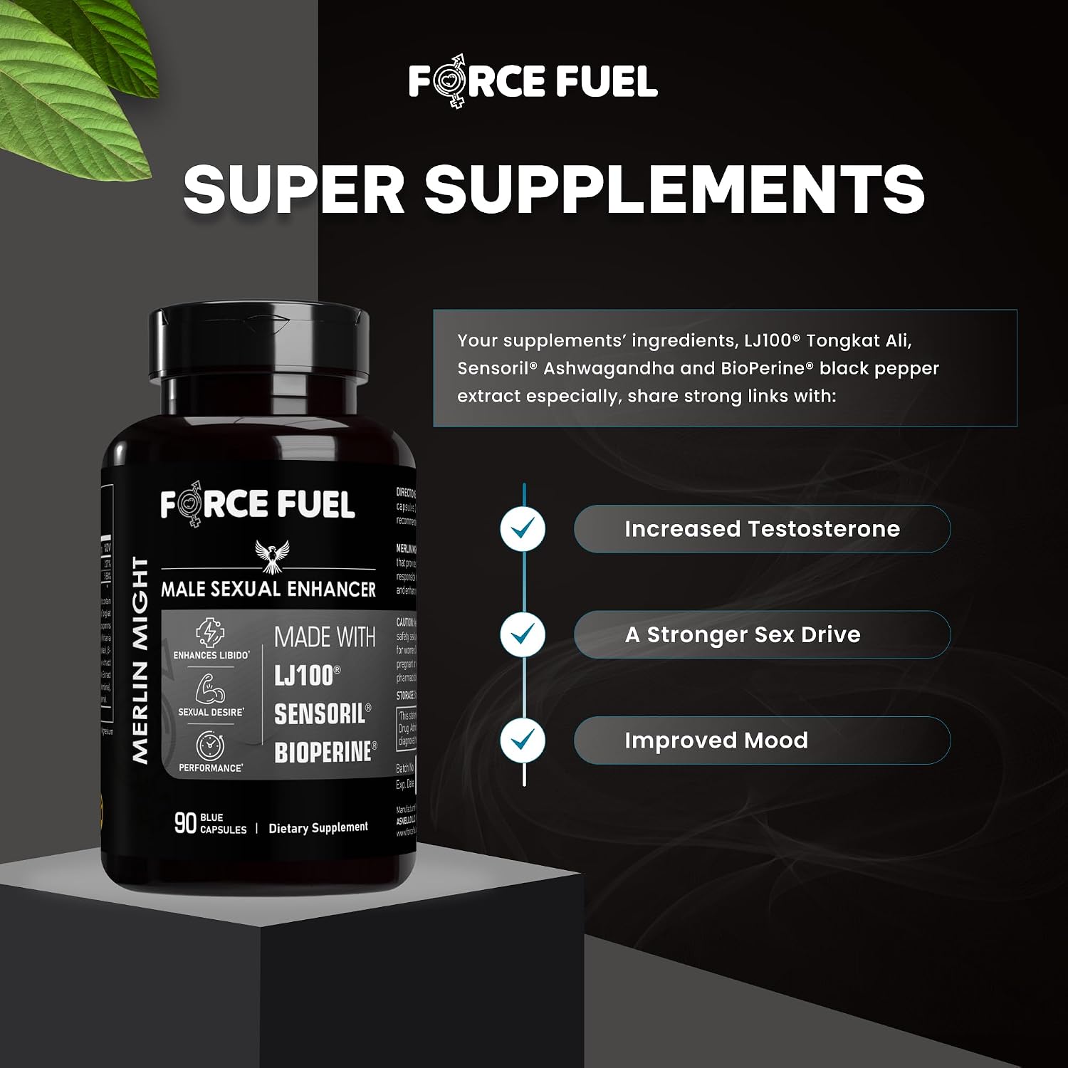Merlin Might – Suplemento Masculino con Tongkat Ali, Ashwagandha y Bioperina