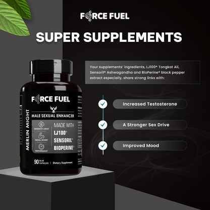 Merlin Might – Suplemento Masculino con Tongkat Ali, Ashwagandha y Bioperina