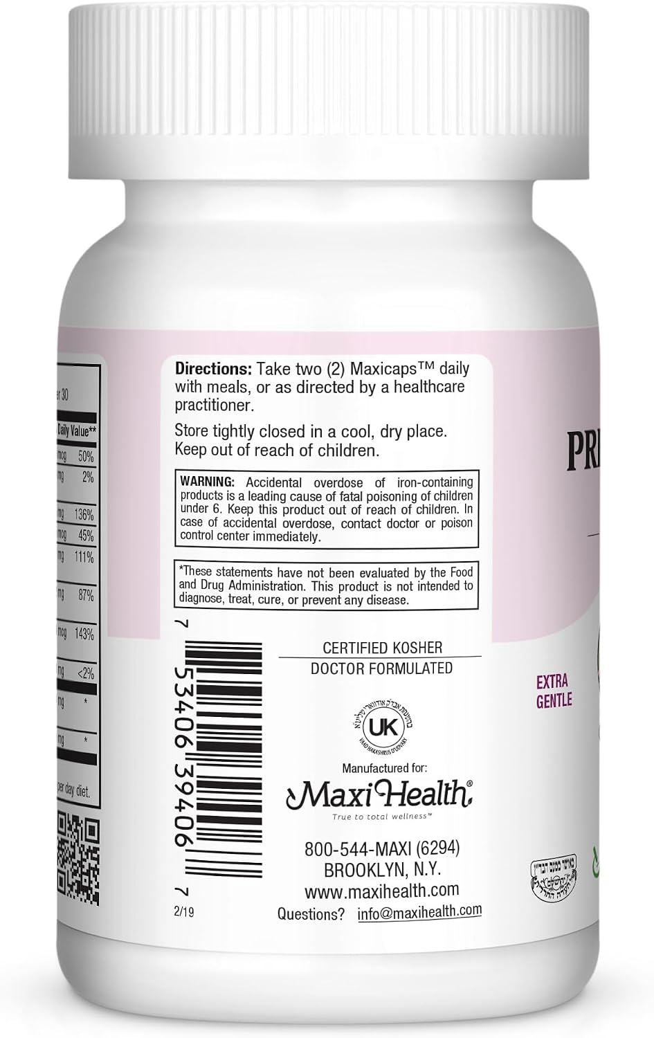 Maxi Health Vitaminas Prenatales con Metilfolato - 60 Cápsulas