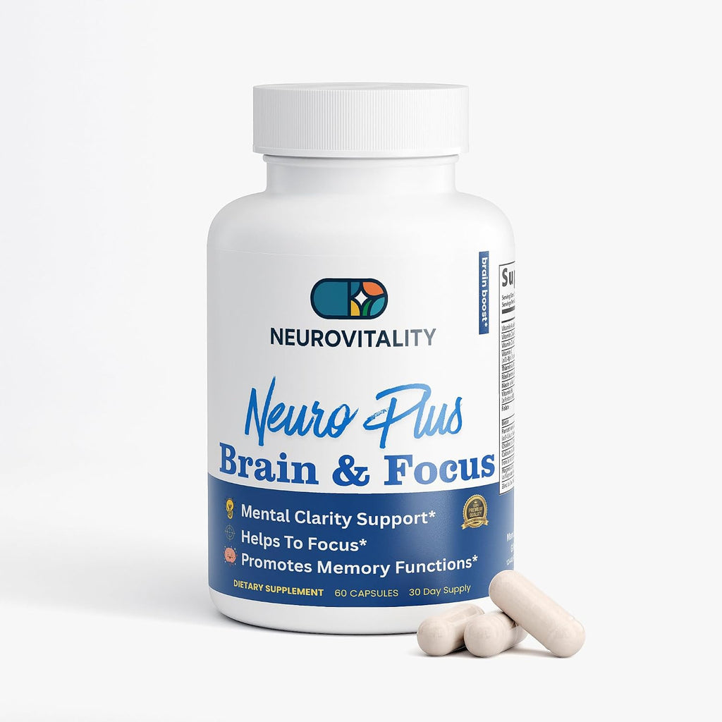 Neuro Plus Brain and Focus Formula – 40 Nootrópicos para Memoria, Enfoque y Claridad Mental (60 Cápsulas)