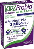 HealthAid KidzProbio Probiótico Masticable para Niños – 2 Mil Millones UFC, 5 Cepas + Prebiótico y Vitaminas A, C, D, E – Sabor Grosella Negra – 30 Comprimidos