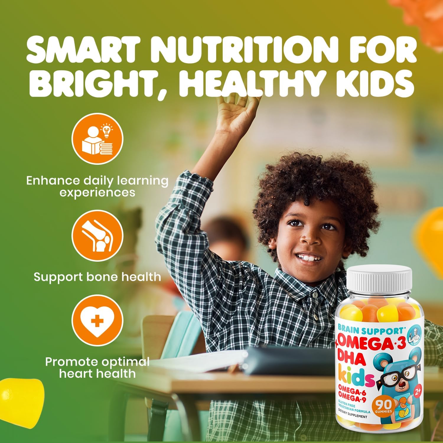 DR. MORITZ Pack de Gominolas Omega 3 (90 uds) y Multivitamínicas para Niños (60 uds) - Vegano, Sin OMG, Apoyo Diario